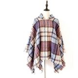 Lente Herfst Winter Geruit patroon Hooded Cloak Sjaal sjaal  lengte (CM): 135cm (DP-03 Paars)