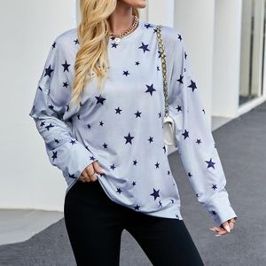 Dames Star Print Shirt met lange mouwen (Kleur: Grijs Maat: M)