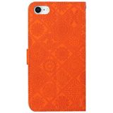 Etnische stijl relif patroon horizontale flip lederen geval met houder & kaart slots & portemonnee & Lanyard voor iPhone SE 2020 / 8 / 7 (oranje)