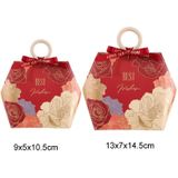 10PCS Wedding Supplies Wooden Ring Portable Wedding Gift Candy Box  Style: Bue+Wood Ring+Ribbon(Small)