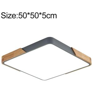 Wood Macaron LED Square Ceiling Lamp  Stepless Dimming  Size:50cm(Grey)