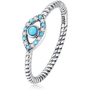 S925 Sterling Silver Turquoise Devil Eye Women Ring  Size:7