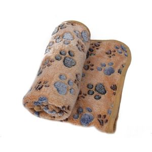 Zachte Pet deken winter hond kat bed mat voetafdrukken warm slapen matras kleine middelgrote honden katten koraal fleece Pet Supplies  maat: XS (koffie)