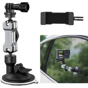 Sunnylife TY-Q9415 Aluminum Alloy Phone Holder Car Suction Cup Bracket Holder for GoPro HERO9 Black / HERO8 Black / HERO7 /6 /5 /5 Session /4 Session /4 /3+ /3 /2 /1  DJI Osmo Pocket 2 / Osmo Action  Insta360 One R  and Other Action Cameras  Colour: