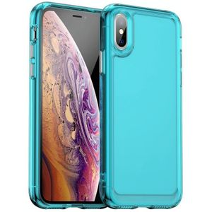 Voor iPhone X / XS Candy Series TPU-telefoonhoes (transparant blauw)