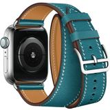 Voor Apple Watch 3/2/1 generatie 42mm universele lederen dubbele-lus strap (blauw)