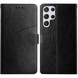 For Samsung Galaxy S23 Ultra 5G HT01 Y-shaped Pattern Flip Leather Phone Case(Black))