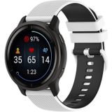 Voor Garmin Vivomove Sport 20 mm geruite tweekleurige siliconen horlogeband (wit + zwart)