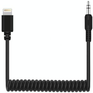 PULUZ 3.5mm TRRS Man to 8 Pin Male Live Microphone Audio Adapter Spring Coiled Cable for iPhone  Cable Stretching to 100cm(Black) PULUZ 3.5mm TRRS Male to 8 Pin Male Live Microphone Audio Adapter Spring Coiled Cable for iPhone  Cable Stretching to 10