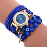 FULAIDA ronde wijzerplaat diamant bloem armband horloge met bloemvorm sleutelhanger (blauw)