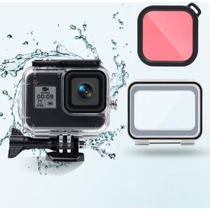 45m waterproof case + Touch Back Cover + Color Lens Filter voor GoPro HERO8 Black (Roze)