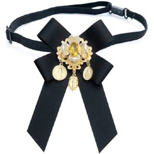 Vrouwen Vintage bloemen Diamond Bow-knoop Bow tie shirt broche kleding accessoires  stijl: stropdas riemen versie (zwart)