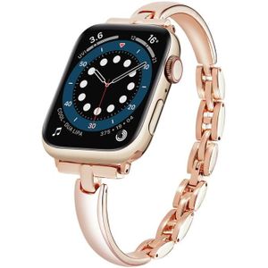 Armband Ketting Metalen horlogeband voor Apple Watch Series 8&7 41mm / SE 2&6&SE&5&4 40mm / 3&2&1 38mm (Rose Goud)