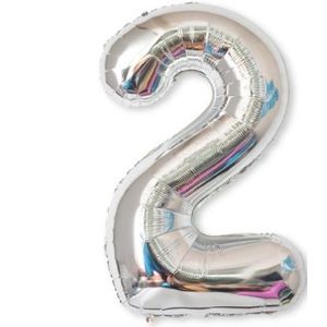 2 stuks 40 inch aluminium folie nummer ballonnen verjaardag bruiloft verlovingsfeest decor Kids bal Supplies (2-zilver)
