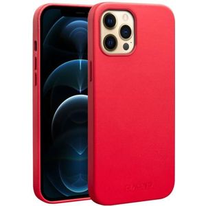 QIALINO Nappa Leder Schokbestendige Magsafe Case voor iPhone 12 Pro Max(Rood)