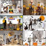 3 PCS halloweenversieringen PVC gepersonaliseerde DIY glas elektrostatische Stickers  willekeurige stijl-levering