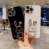 Voor iPhone XR Plating Rabbit Holder Phone Case