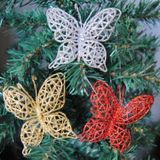 5 PC'S kerstboom decoratie kunstmatige bloem vlinder kerst hanger  kleur: goud