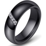 Eenvoudige nano keramische ring trend Titanium staal met Zirkoon Ringen  Ringmaat: 9 (zwart)