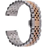 22mm Five-bead Stainless Steel Replacement Strap Watchband(Silver Rose Gold)