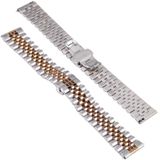 22mm Five-bead Stainless Steel Replacement Strap Watchband(Silver Rose Gold)