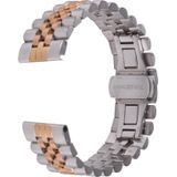 22mm Five-bead Stainless Steel Replacement Strap Watchband(Silver Rose Gold)