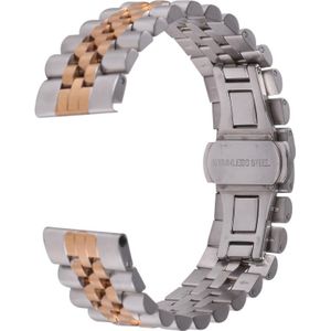 22mm Five-bead Stainless Steel Replacement Strap Watchband(Silver Rose Gold)