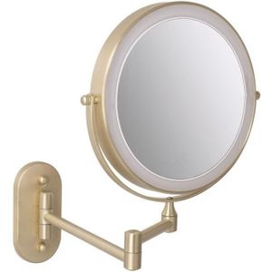 8 inch wandmontage dubbelzijdige make-up spiegel LED drie-tone licht badkamer spiegel  kleur: batterijmodellen zwart (vijf keer vergroting)