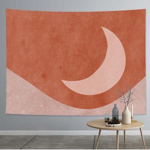 Dikke Farbic Tapestry Overdreven Abstract Stijl Woondecoratie Opknoping Achtergrond Dekking Doek  Grootte: 150x100cm (Sun Moon 02)