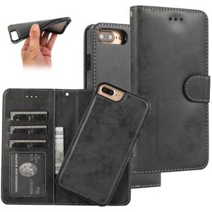 Voor iPhone 8 Plus / 7 Plus KLT888-2 Retro 2 in 1 Afneembare Magnetische Horizontale Flip TPU + PU Lederen case met Holder & Card Slots & Photo Frame & Wallet(Black)