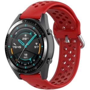 Voor Huawei Watch GT 46mm / 42mm / GT2 46mm 22mm Clasp Solid Color Sport Polsband WatchBand (Rood)