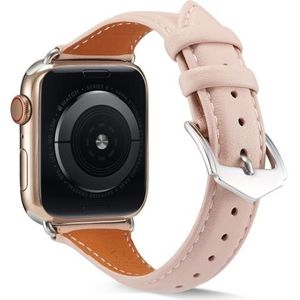 Echte lederen horlogeband voor Apple Watch Series 6 & se & 5 & 4 40mm / 3 & 2 & 1 38mm (roze)