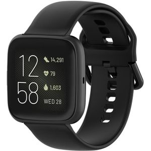 22mm Color Buckle Siliconen Polsband horlogeband voor Fitbit Versa 2 / Versa / Versa Lite / Blaze (Zwart)