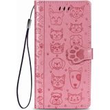 Voor Galaxy A71 5G Lovely Cat and Dog Embossing Pattern Horizontal Flip Leather Case  met Holder & Card Slots & Wallet & Cartoon Clasp & Lanyard(Pink)