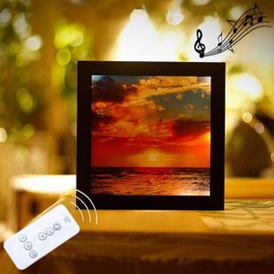 Zonsondergang patroon dimmen Warm wit foto Frame LED decoratie licht  afstandsbediening creatieve nacht licht Lamp nieuwigheid Gift