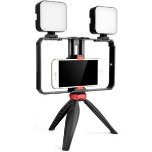 YELANGU PC203 YLG1801C Vlogging Live Broadcast LED Selfie Light Smartphone Video Rig Handvat stabilisator plastic beugel statiefkits