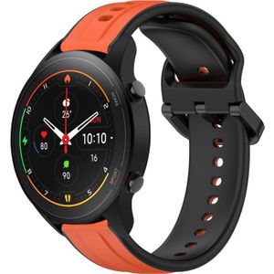Voor Xiaomi MI Watch S1 Pro 22 mm bolle lus tweekleurige siliconen horlogeband (oranje + zwart)
