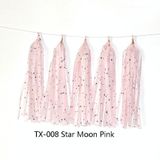 6 packs kleur polka dot papier kwasten verjaardag kamer decoratie lint guirlande (TX-008 ster maan roze)