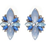 Vijf-blad Petal Crystal Oorbellen roze diamanten oorbellen eenvoudige sieraden (blauw)