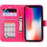 Voor iPhone X Crazy Horse textuur horizontaal flip lederen draagtas met houder & Card Slots & portemonnee & Foto Frame(Magenta)