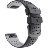Voor Garmin Fenix 6 tweekleurige siliconen ronde gat quick release vervanging riem horlogeband (zwart grijs)