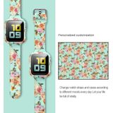Siliconen afdrukken Gentegreerde vervanging horlogekast horlogeband voor Apple Watch Series 6 & SE & 5 & 4 40mm (gele roos)