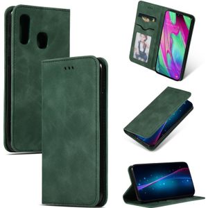 Retro huid voelen Business magnetische horizontale Flip lederen case voor Samsung Galaxy A40 (Army Green)