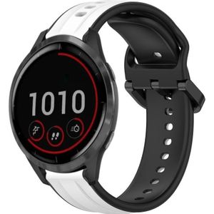 Voor Garmin Vivoactive4 22 mm bolle lus tweekleurige siliconen horlogeband (wit + zwart)