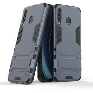 Schokbestendige PC + TPU Case voor Galaxy M30  met houder (marineblauw)