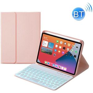HY006D Ronde toetsen Afneembaar Bluetooth-toetsenbord lederen tas met kleurrijke achtergrondverlichting & houder voor iPad mini 6