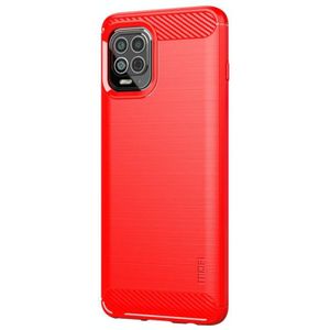 Voor Motorola Moto Edge S MOFI Gentleness Series Brushed Texture Carbon Fiber Soft TPU Case (Rood)