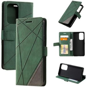 For Samsung Galaxy A73 5G Skin Feel Splicing Leather Phone Case(Green)