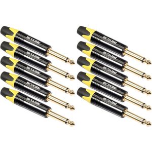 10 STKS TC202 6.35 mm vergulde mono geluid lassen audio adapter plug (geel)