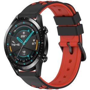 Voor Huawei Watch GT2 42 mm 20 mm tweekleurige poreuze siliconen horlogeband (zwart + rood)
